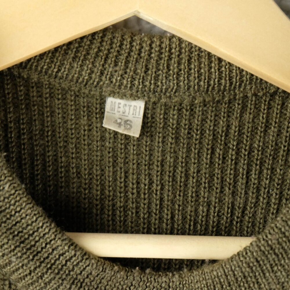 Vintage Comando Sweater Mens Small Olive Green Germany Elbow Matches Knit Army - Picture 9 of 9